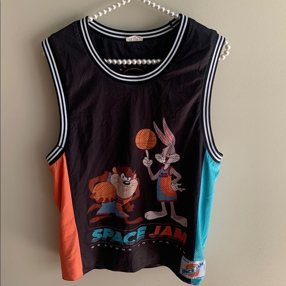 Space Jam Jersey Medium Reversible Tune Squad Taz Bugs Bunny Black Mesh Graphic